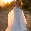 Embellished bodice tulle skirt leaf detail wedding dress