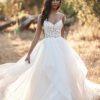 Ruffle skirt beaded bodice wedding dress