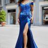 Satin prom dress with rouched skirt detail and colder shoulder straps