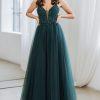 Phoebe beaded lace up tulle prom dress