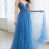 Phoebe beaded lace up tulle prom dress