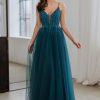 Phoebe beaded lace up tulle prom dress