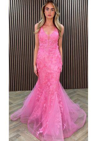 mermaid lace sparkle prom dress