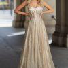 Gold A-line sparkle prom dress