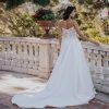 Mikado skirt, strapless detachable sleeve wedding dress