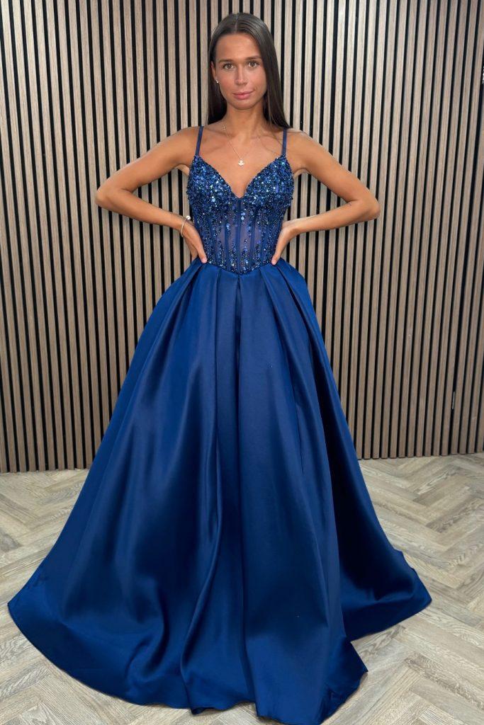 Heavy beaded bodice ballgown