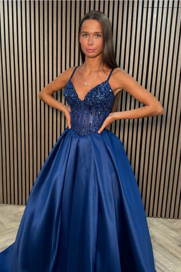 Heavy beaded bodice ballgown