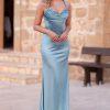 Bust detail satin prom dress