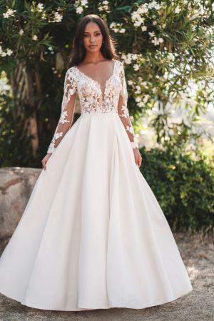 long sleeve mikado skirt wedding dress
