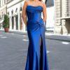 Satin strapless corset prom dress