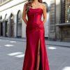 Satin strapless corset prom dress