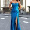 Satin strapless corset prom dress