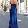 Satin strapless corset prom dress